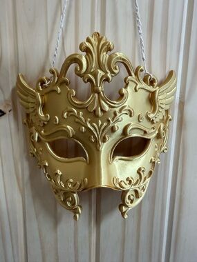 3-D Printed Celestial Guardian Angel Wall Mask Gold PLA Decorative Wall Mounted